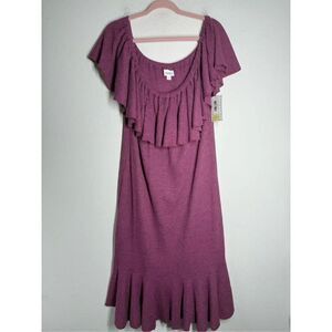 NWT Lularoe Women’s Size 3XL PURPLE MAUVE Cici Dress Waffle Knit Stretchy Boho